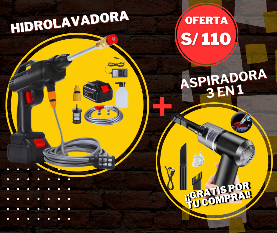 HIDROLAVADORA 120V + REGALO ASPIRADORA 3 EN 1